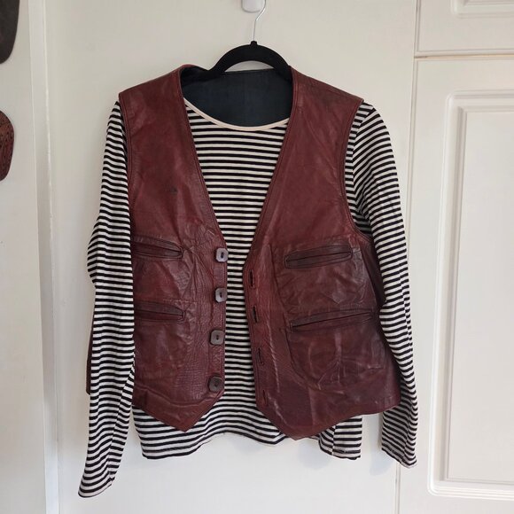 Vintage Genuine Leather Vest - Picture 2 of 8
